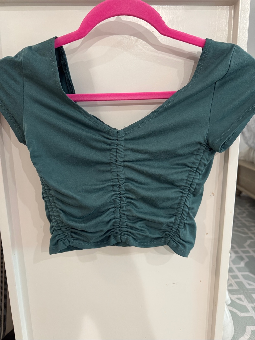 Urban Outfitters Teal Ruched Crop Top